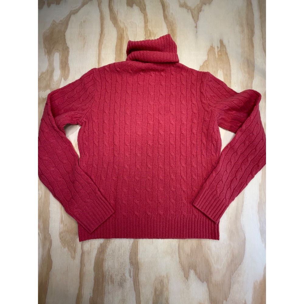 Ralph Lauren Sport Pink Cable Knit Turtleneck Lambswool Sweater Medium Vintage - Picture 8 of 11